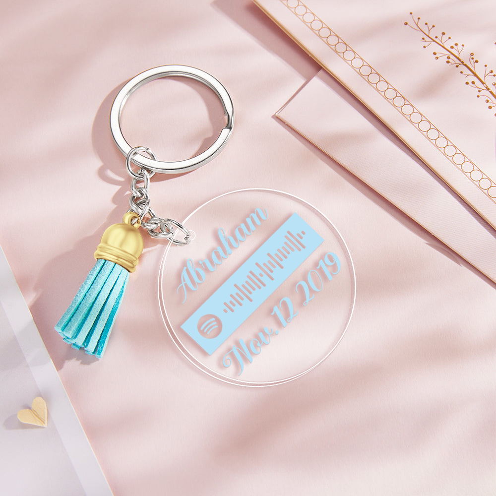 Custom Engraved Spotify Code Keychain Personalized Color Pendant Key Ring Romantic Gifts for Her