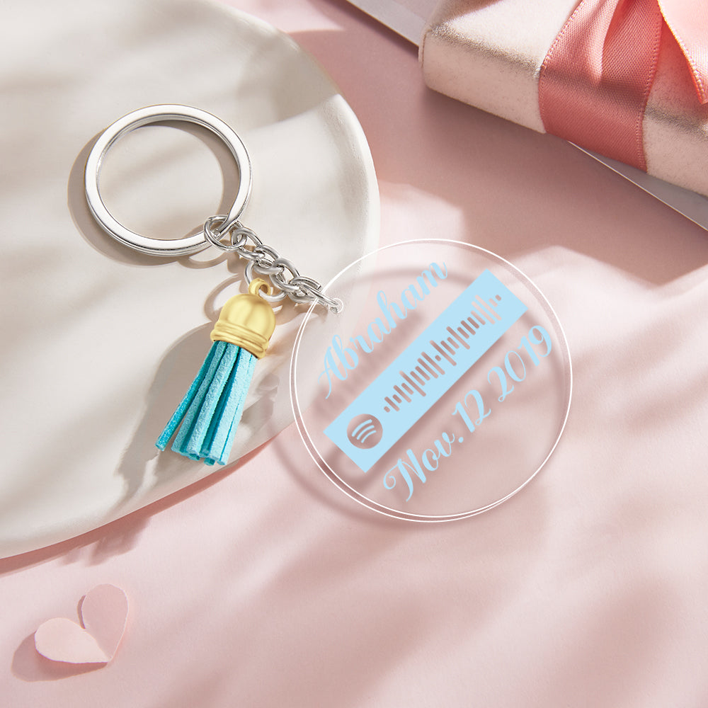 Custom Engraved Spotify Code Keychain Personalized Color Pendant Key Ring Romantic Gifts for Her