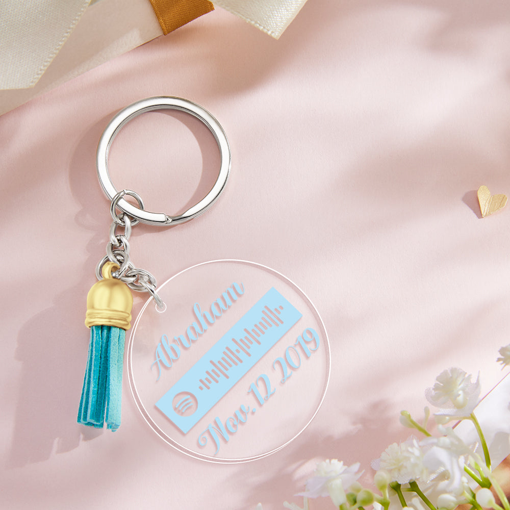 Custom Engraved Spotify Code Keychain Personalized Color Pendant Key Ring Romantic Gifts for Her