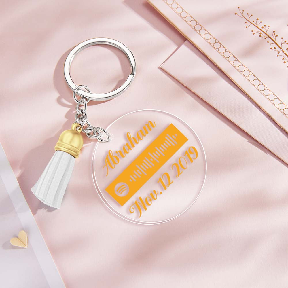 Custom Engraved Spotify Code Keychain Personalized Color Pendant Key Ring Romantic Gifts for Her
