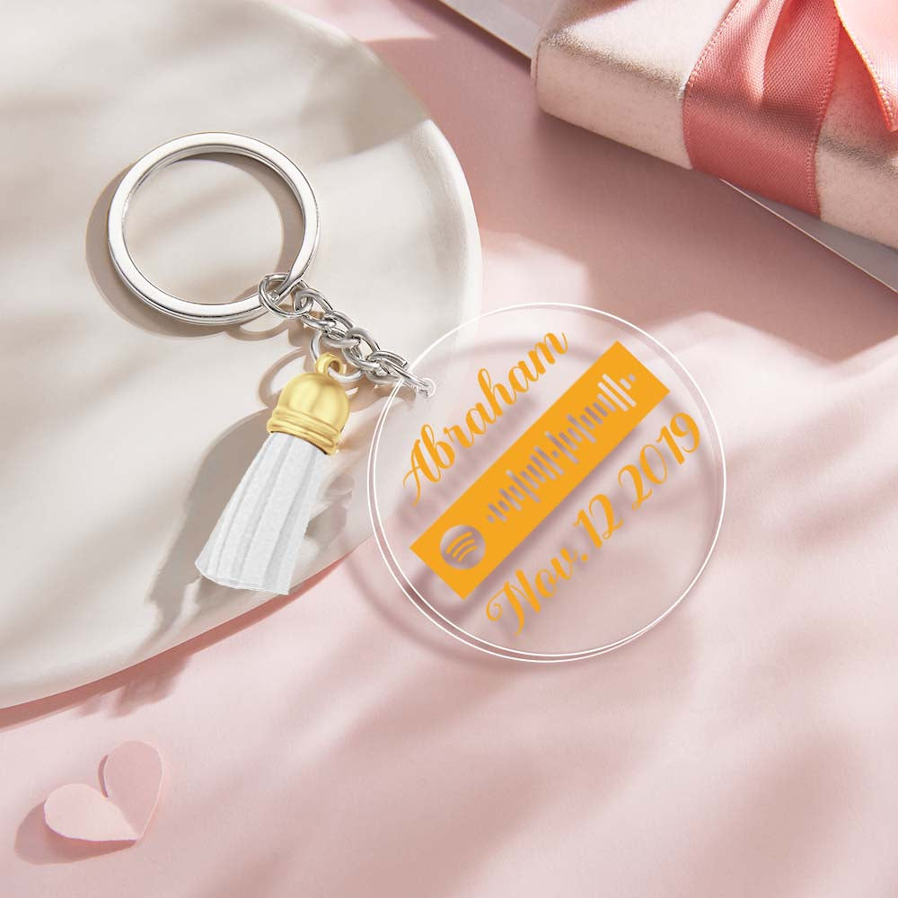 Custom Engraved Spotify Code Keychain Personalized Color Pendant Key Ring Romantic Gifts for Her