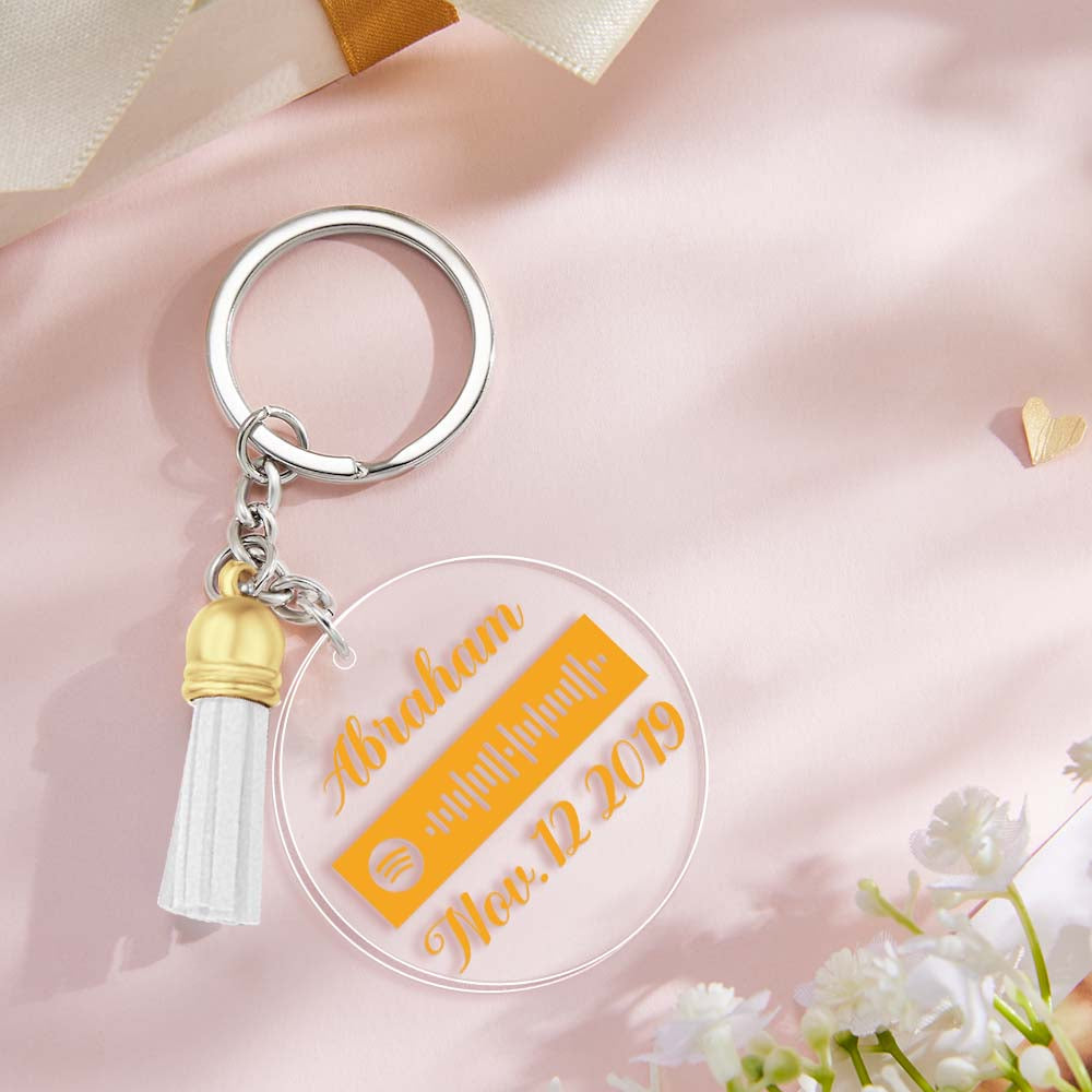 Custom Engraved Spotify Code Keychain Personalized Color Pendant Key Ring Romantic Gifts for Her