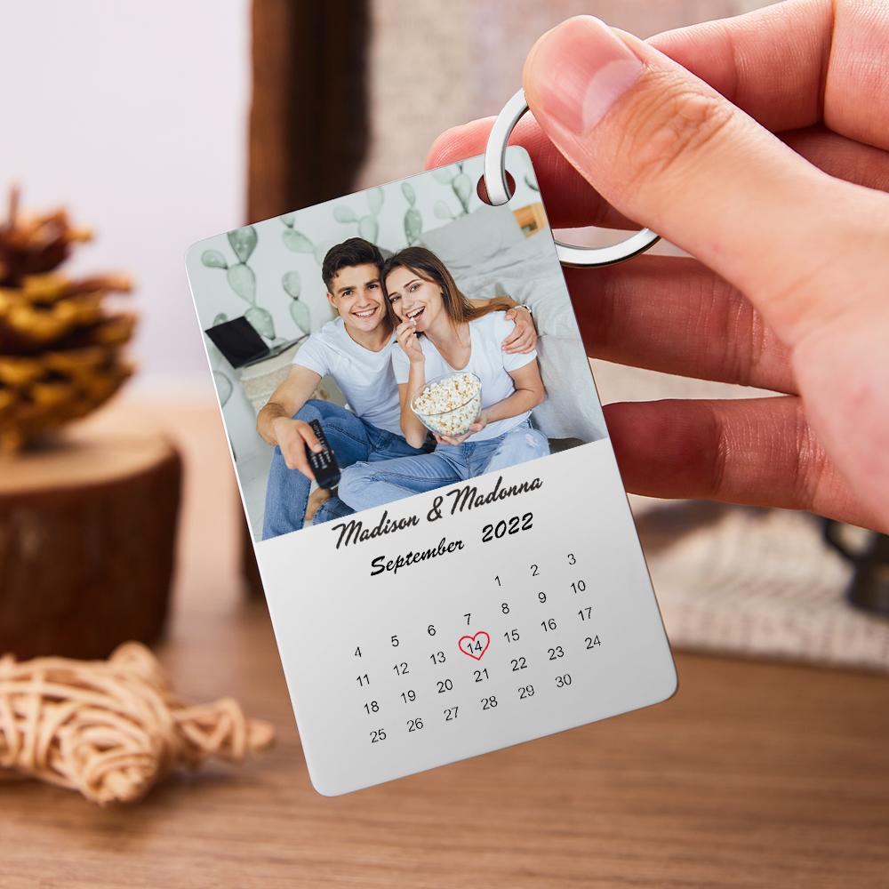 Custom Photo Keychain Calendar Keychain Wedding Anniversary Gift