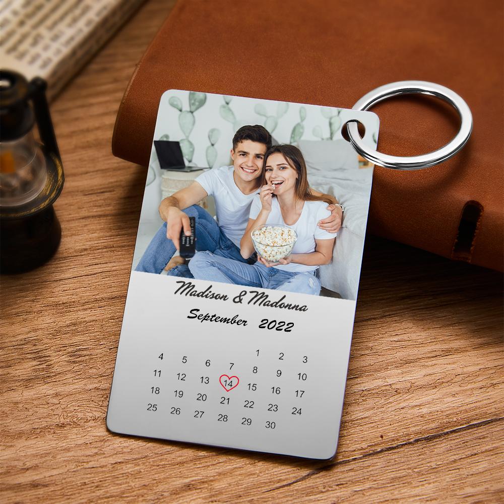 Custom Photo Keychain Calendar Keychain Wedding Anniversary Gift