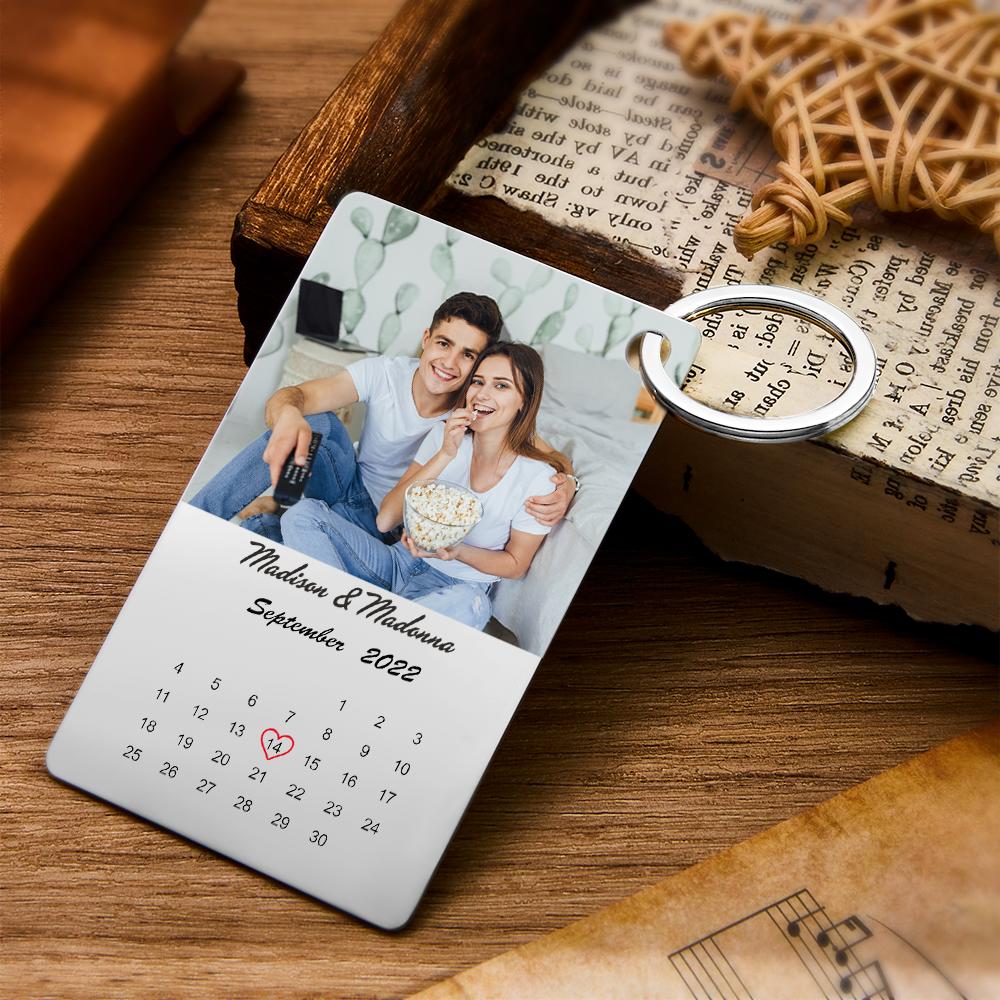 Custom Photo Keychain Calendar Keychain Wedding Anniversary Gift