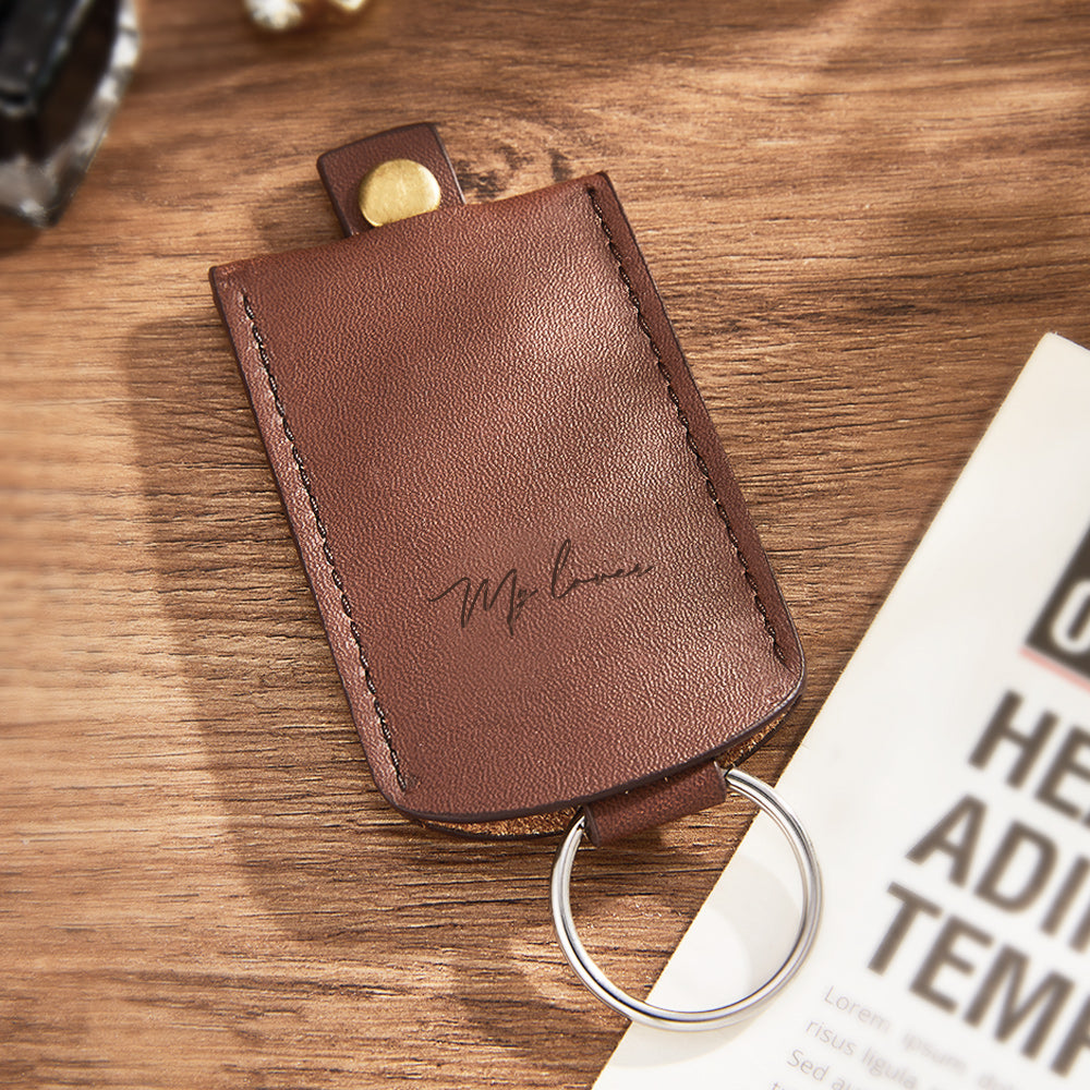 Custom Engraved Keychain Personalized Leather Pulling Key Holder Creative Gift