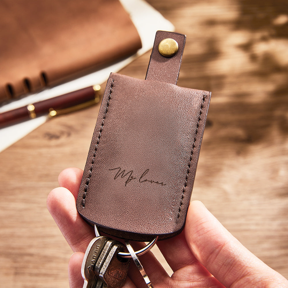 Custom Engraved Keychain Personalized Leather Pulling Key Holder Creative Gift