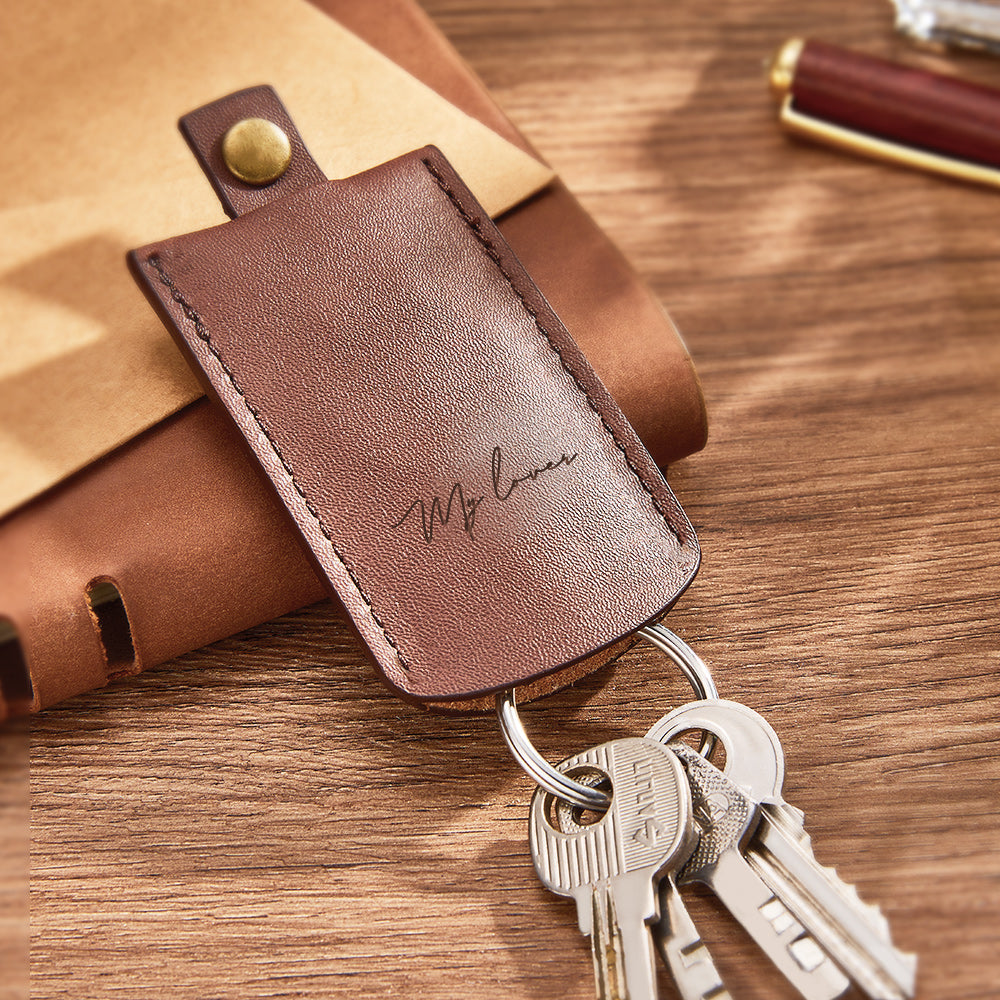 Custom Engraved Keychain Personalized Leather Pulling Key Holder Creative Gift