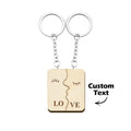 Custom Engraved Keychain Personalized Wooden Couple Keychain Gift for Lover