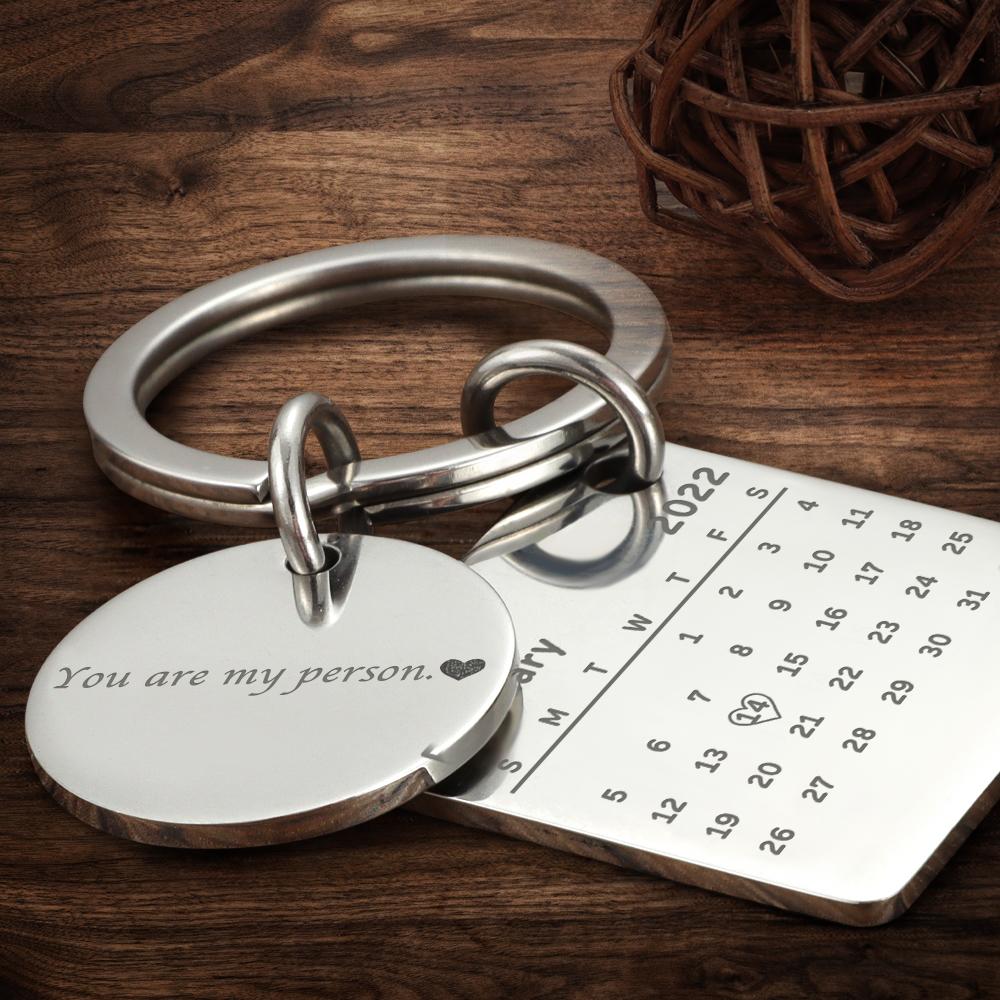 Personalized Custom Photo Engraved Calendar Collage Photo Painting Keyring Father's Day Gift