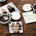 Personalized Custom Photo Engraved Calendar Collage Photo Painting Keyring Father's Day Gift