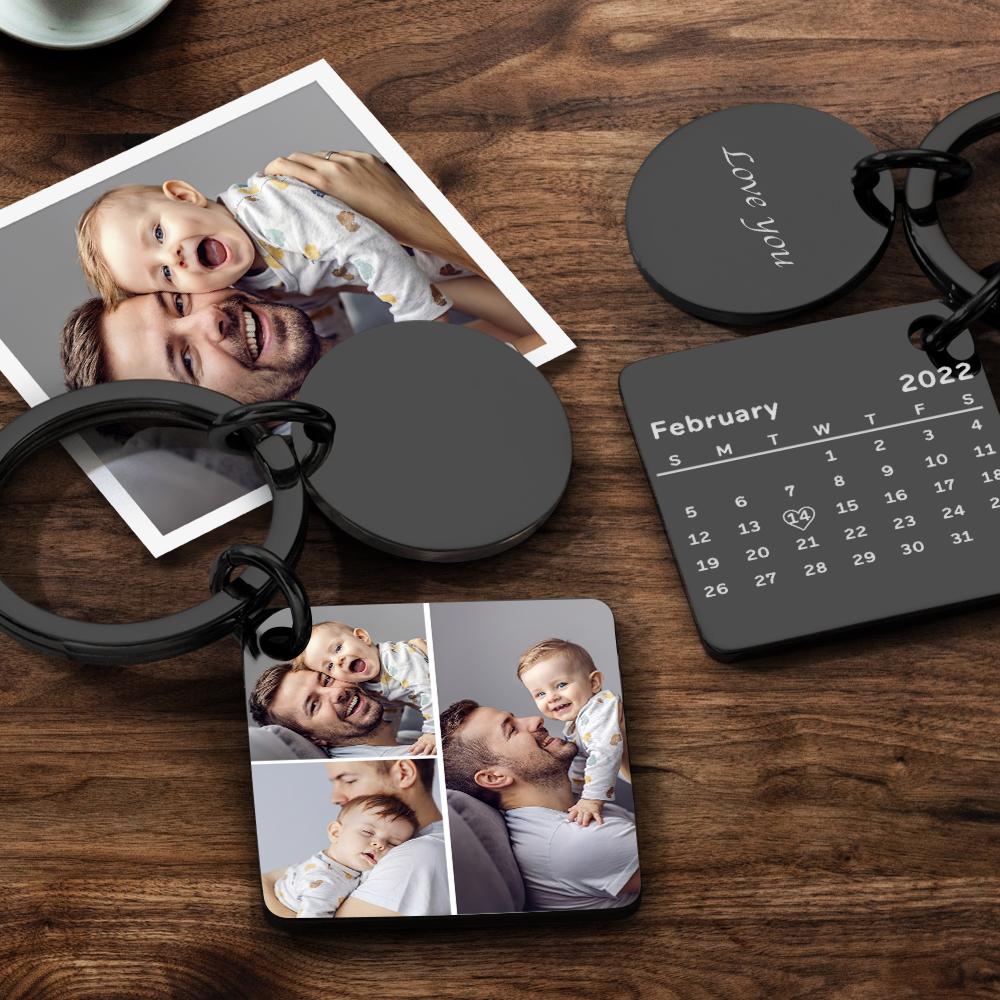 Personalized Custom Photo Engraved Calendar Collage Photo Painting Keyring