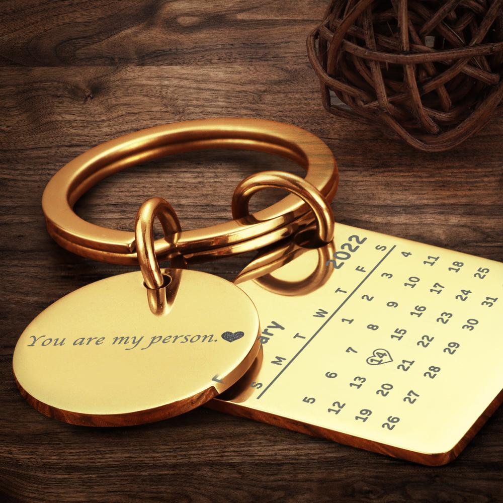 Personalized Custom Photo Engraved Calendar Collage Photo Painting Keyring Father's Day Gift