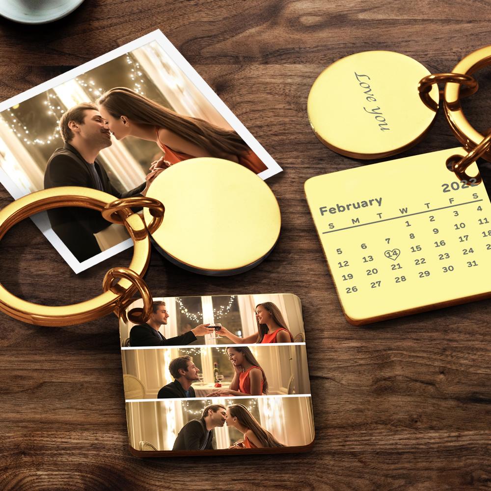 Personalized Custom Photo Engraved Calendar Collage Photo Painting Keyring