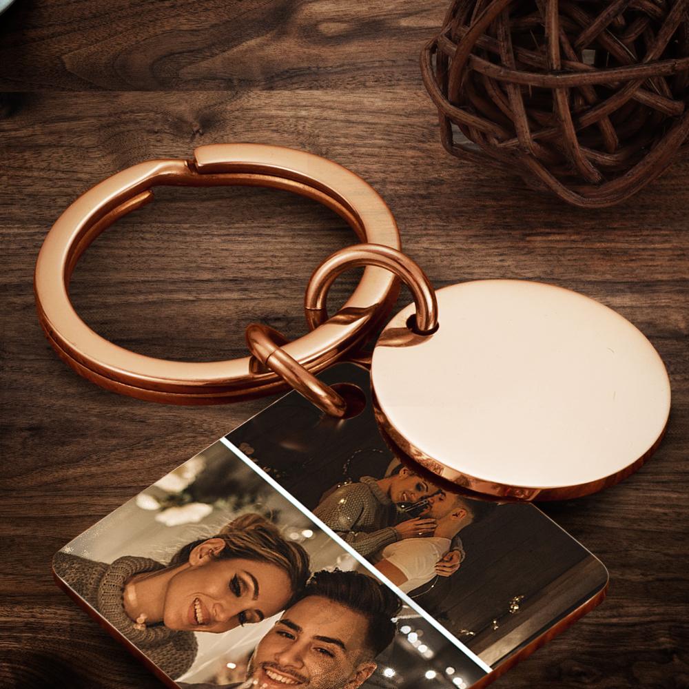 Personalized Custom Photo Engraved Calendar Collage Photo Painting Keyring Father's Day Gift