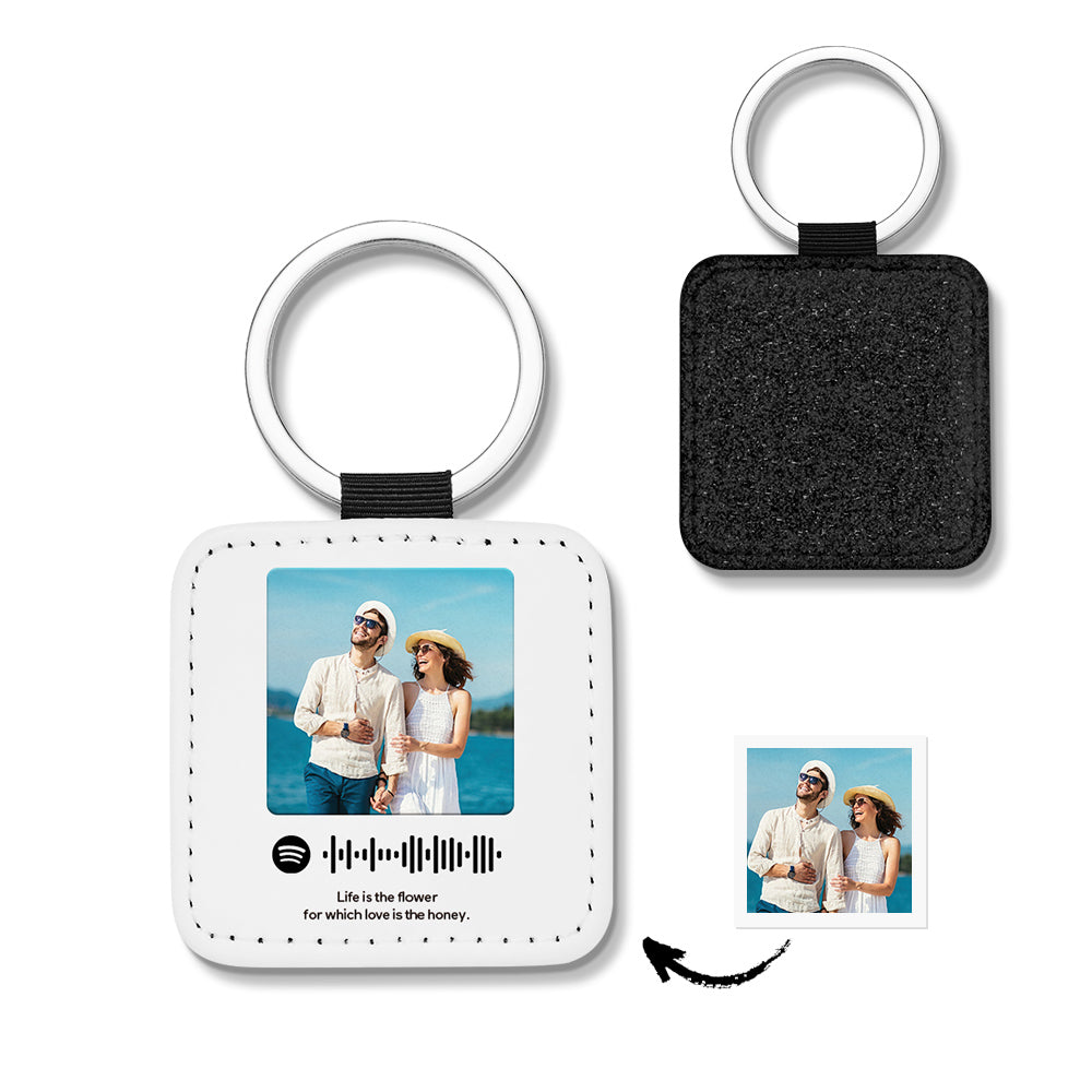 Custom Keychains Scannable Spotify Code Leather Sequins Gifts