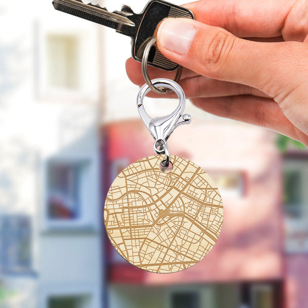 Personalized Map Keychain Custom Engraved Keychain Gifts for Him or Her