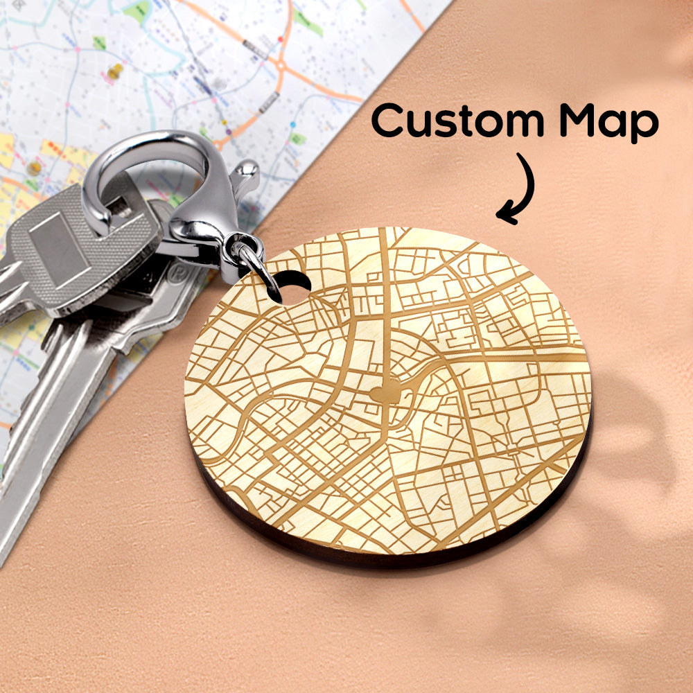 Personalized Map Keychain Custom Engraved Keychain Gifts for Him or Her