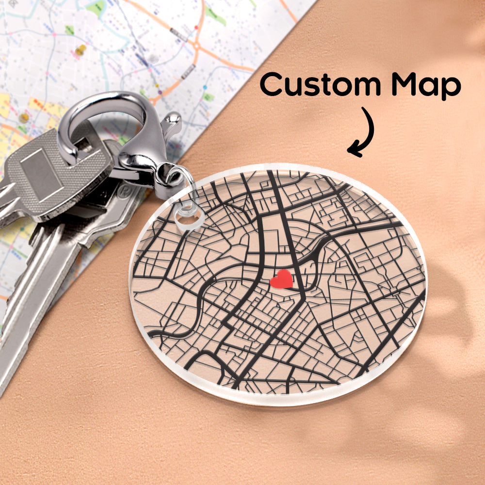 Personalized Map Keychain Custom Engraved Keychain Gifts for Him or Her