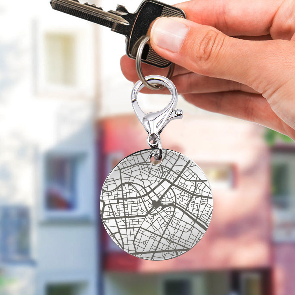 Personalized Map Keychain Custom Engraved Keychain Gifts for Him or Her