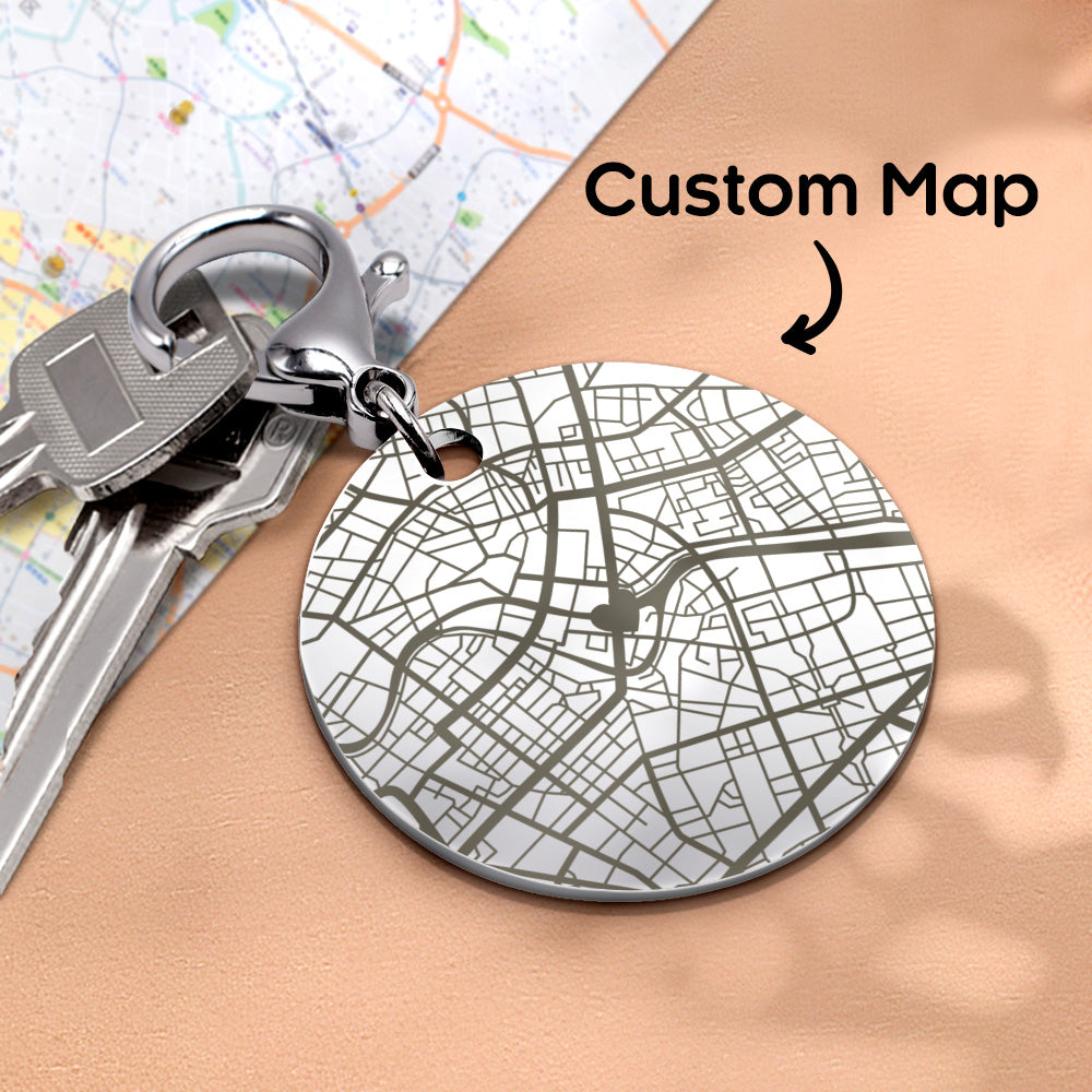 Personalized Map Keychain Custom Engraved Keychain Gifts for Him or Her