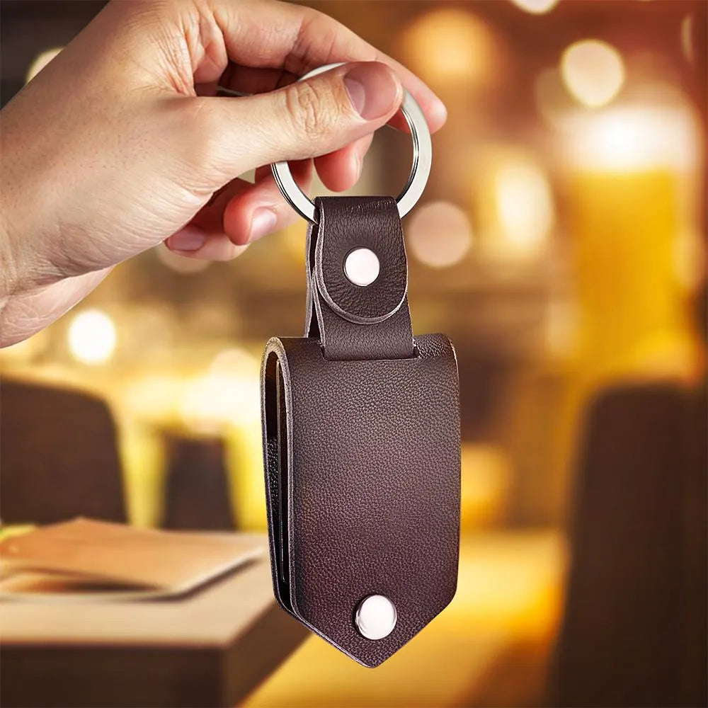 Custom Photo Keychain Engraved Keychains Leather Gifts For Father