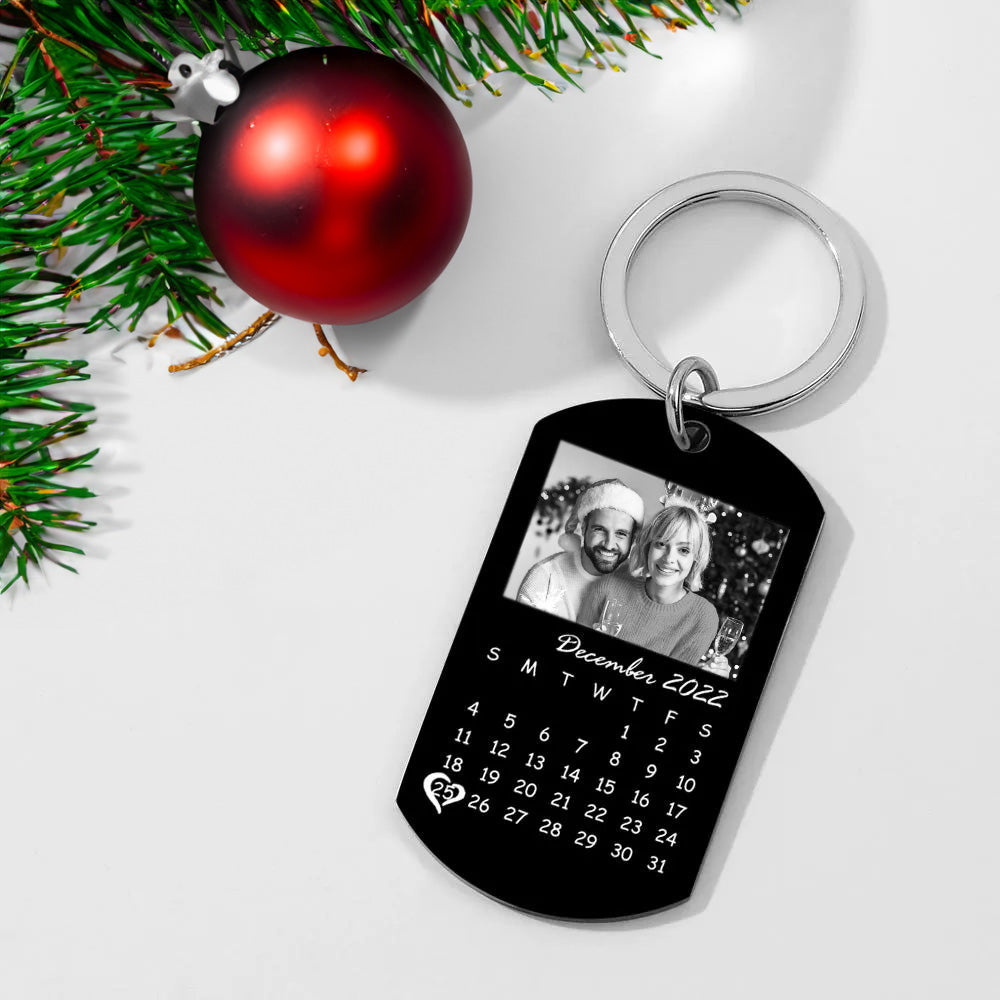 Custom Black Filter Classic Photo Calendar Keychain Unique Design Gift Christmas Gift