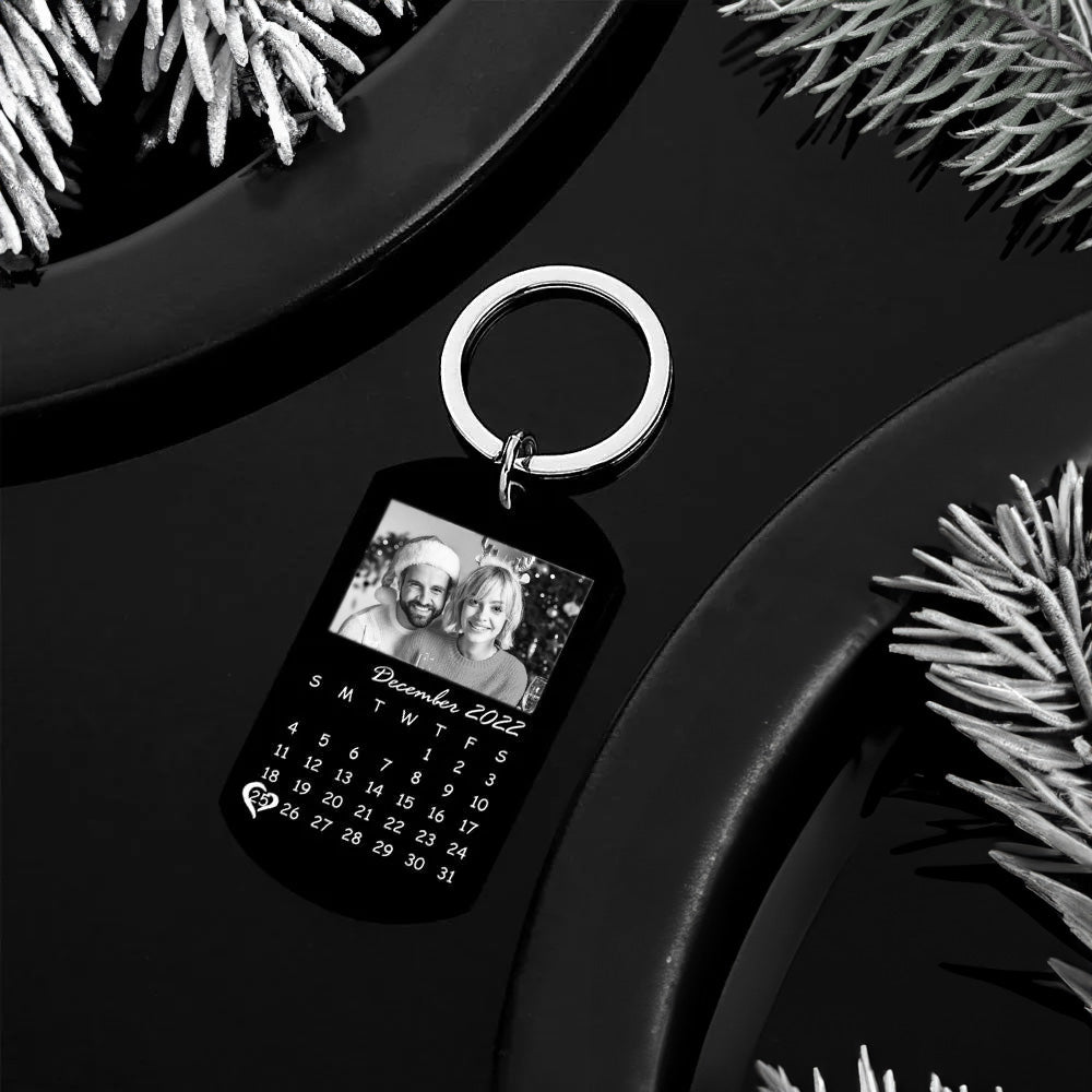 Custom Black Filter Classic Photo Calendar Keychain Unique Design Gift Christmas Gift