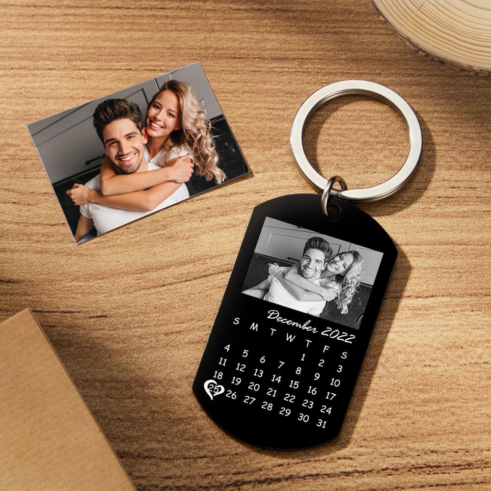 Custom Black Key Chains Filter Photo Calendar Keychain Unique Design Gift For Loved Ones On Anniversary