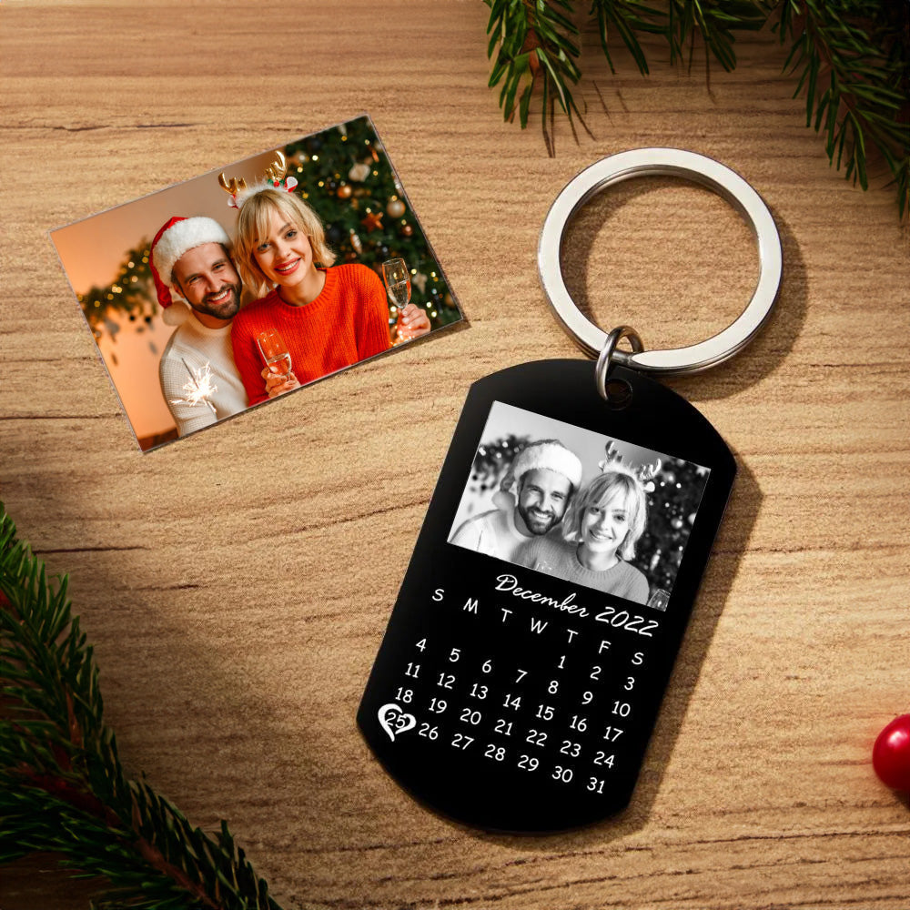 Custom Black Filter Classic Photo Calendar Keychain Unique Design Gift Christmas Gift