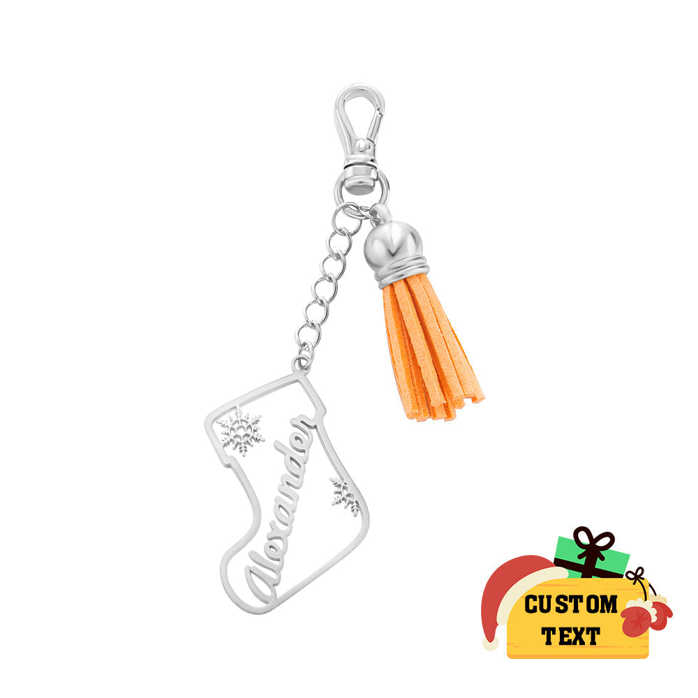 Personalized Name Tassel Keychain Customized Stocking Ornament Christmas Day Gifts