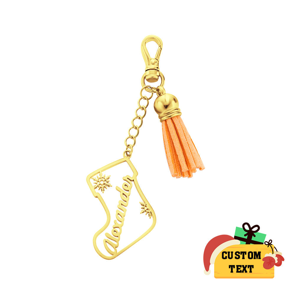 Personalized Name Tassel Keychain Customized Stocking Ornament Christmas Day Gifts