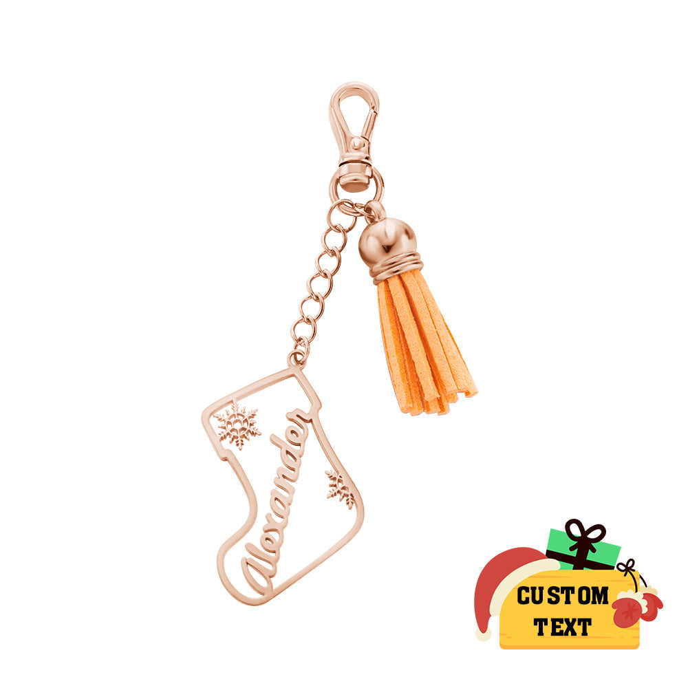 Personalized Name Tassel Keychain Customized Stocking Ornament Christmas Day Gifts