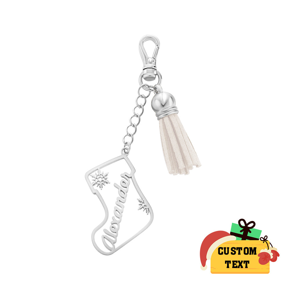 Personalized Name Tassel Keychain Customized Stocking Ornament Christmas Day Gifts