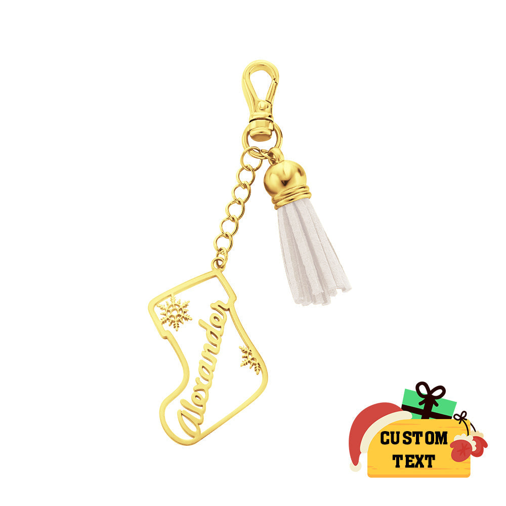 Personalized Name Tassel Keychain Customized Stocking Ornament Christmas Day Gifts