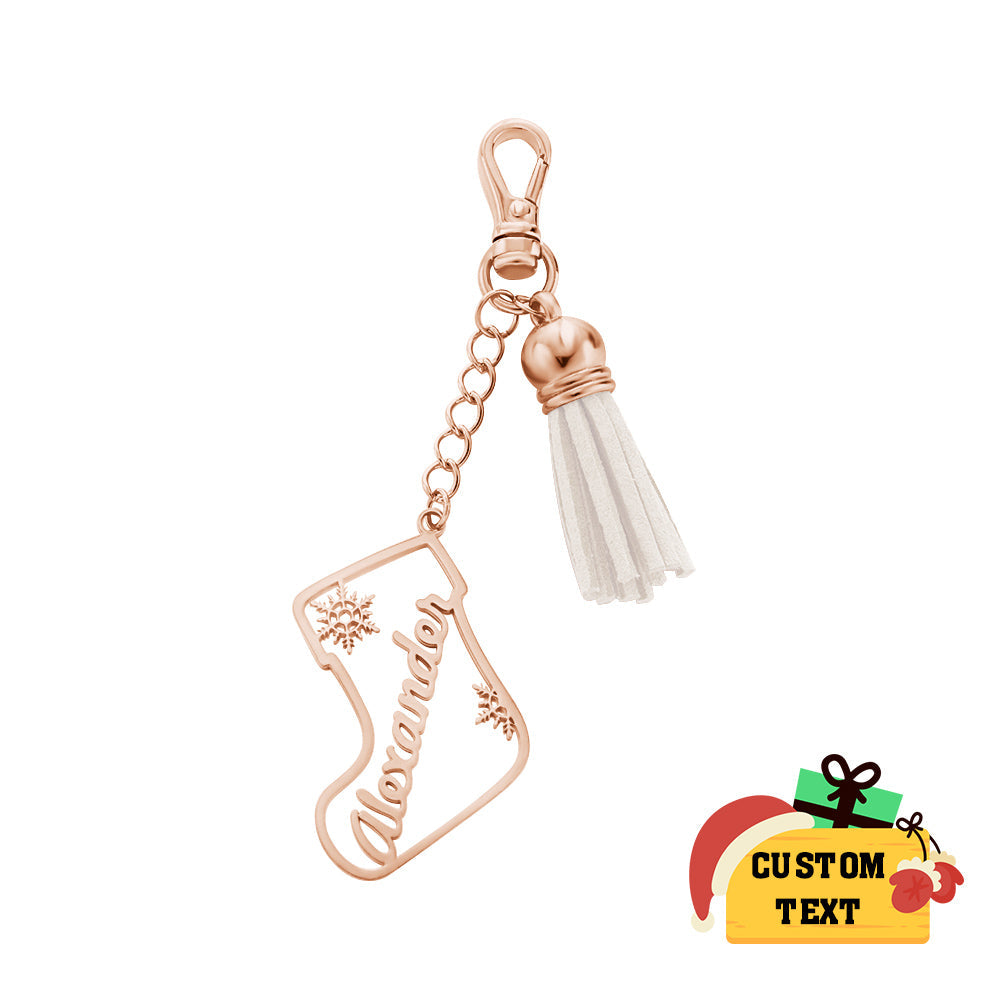 Personalized Name Tassel Keychain Customized Stocking Ornament Christmas Day Gifts