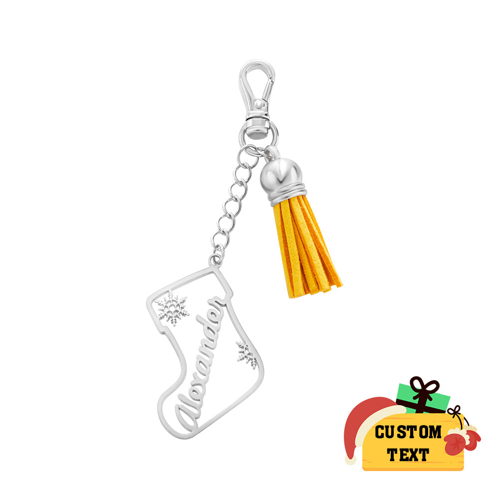 Personalized Name Tassel Keychain Customized Stocking Ornament Christmas Day Gifts