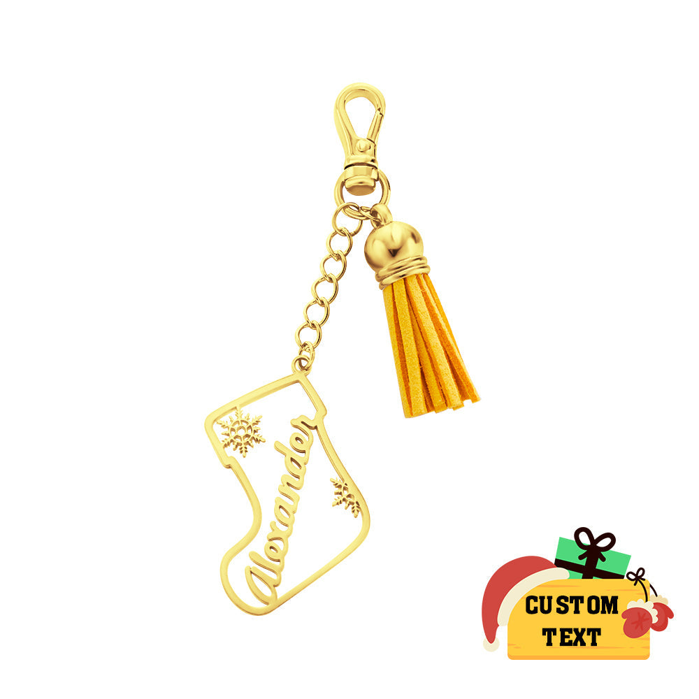 Personalized Name Tassel Keychain Customized Stocking Ornament Christmas Day Gifts