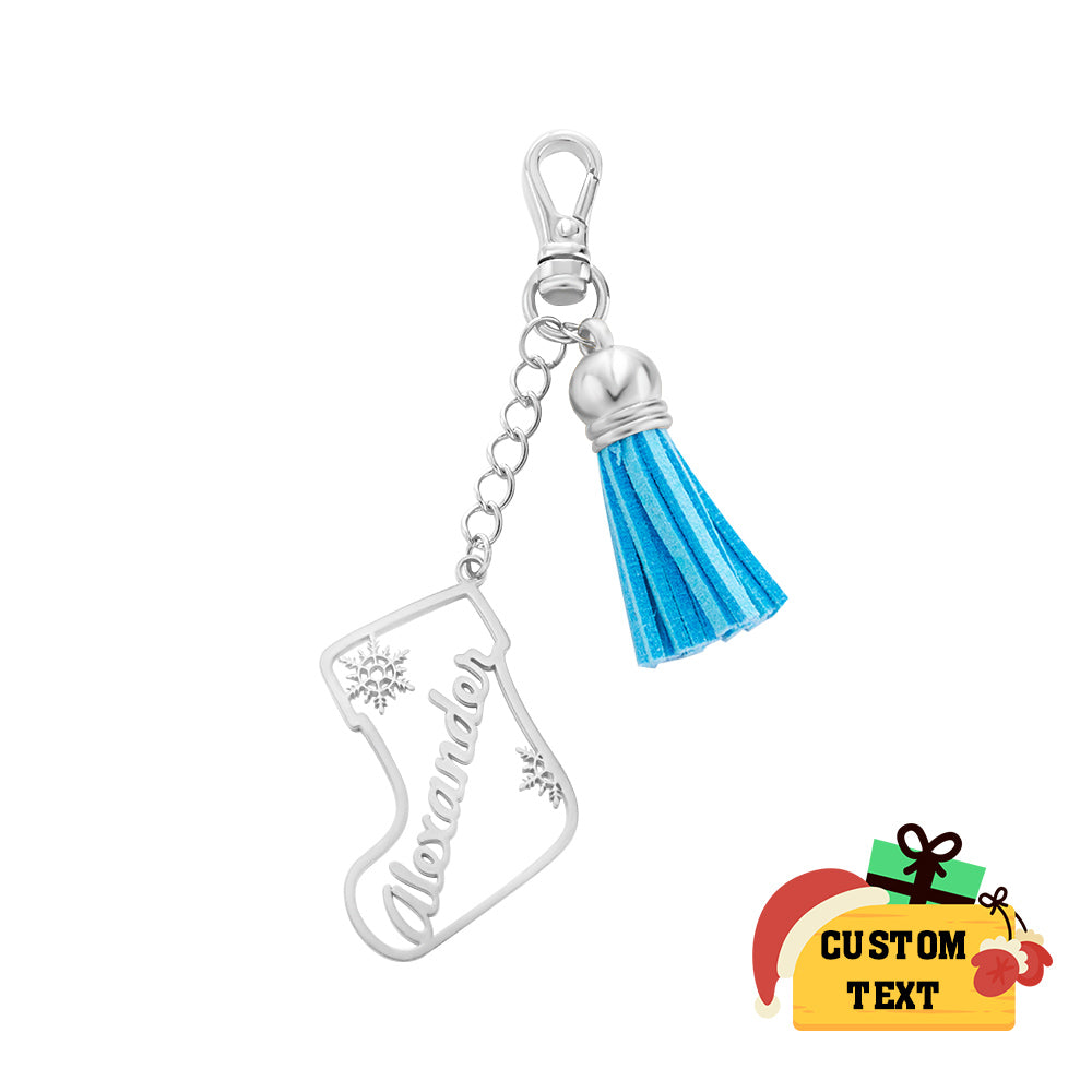 Personalized Name Tassel Keychain Customized Stocking Ornament Christmas Day Gifts
