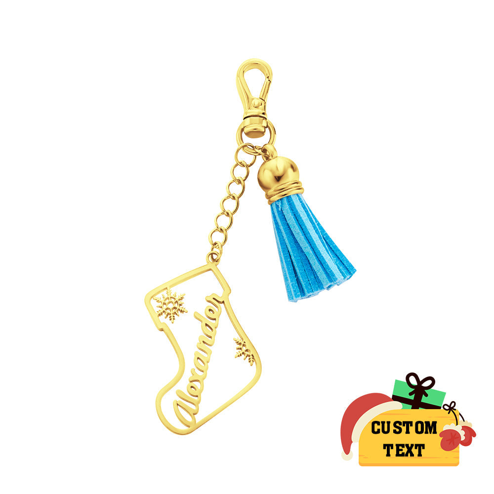 Personalized Name Tassel Keychain Customized Stocking Ornament Christmas Day Gifts