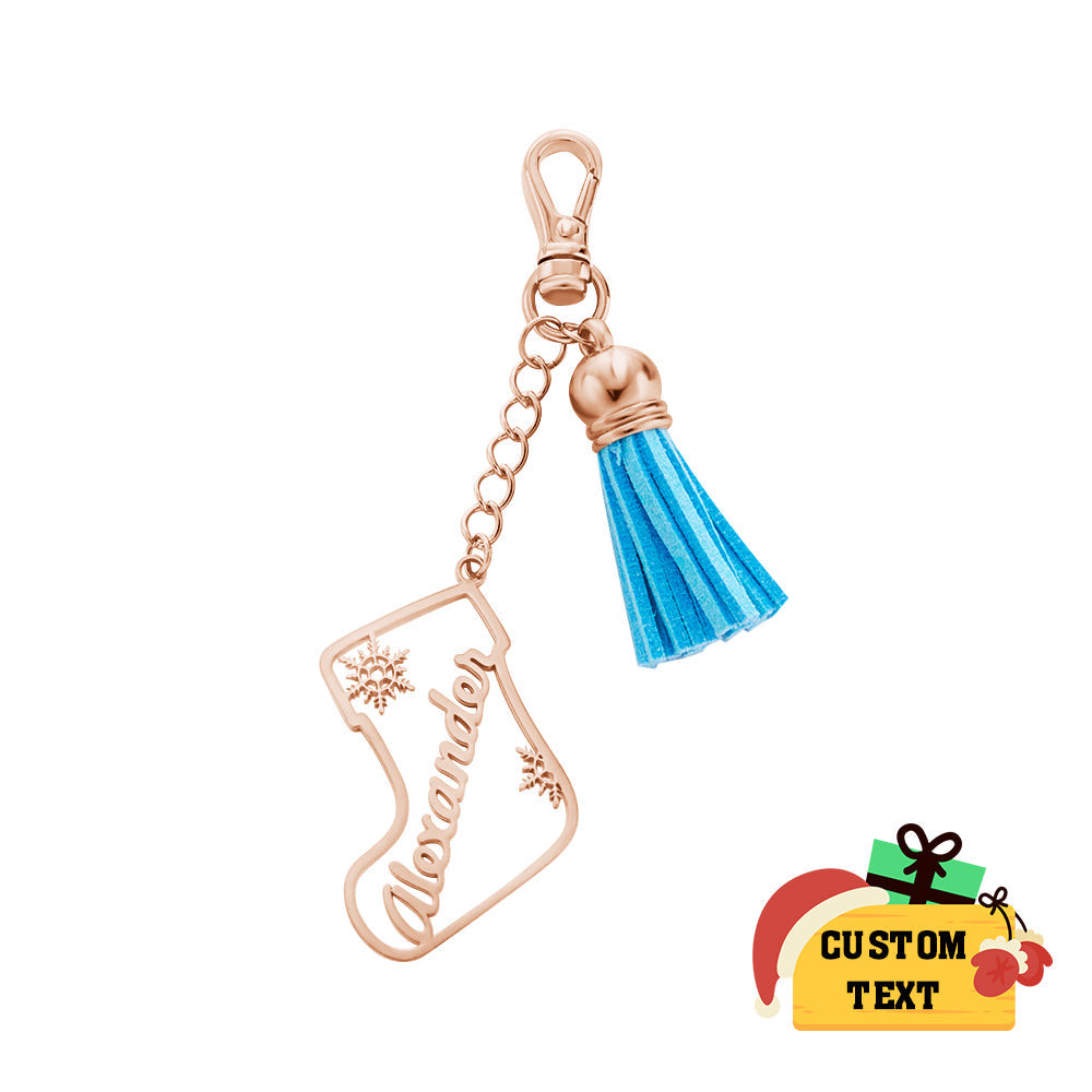 Personalized Name Tassel Keychain Customized Stocking Ornament Christmas Day Gifts