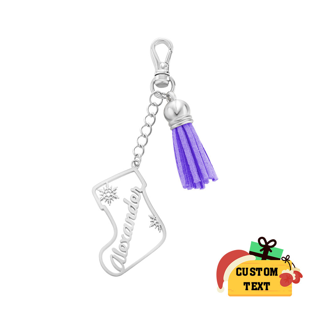 Personalized Name Tassel Keychain Customized Stocking Ornament Christmas Day Gifts