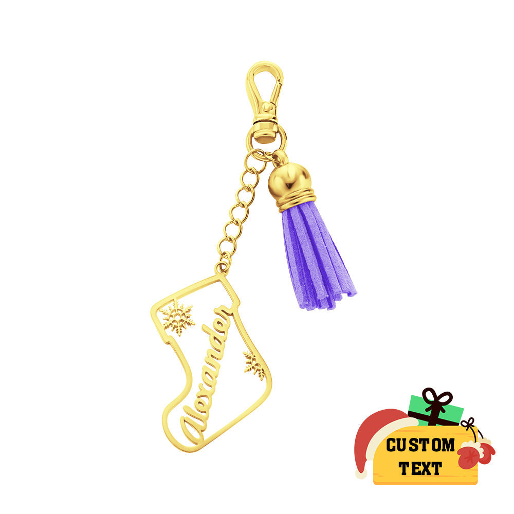 Personalized Name Tassel Keychain Customized Stocking Ornament Christmas Day Gifts