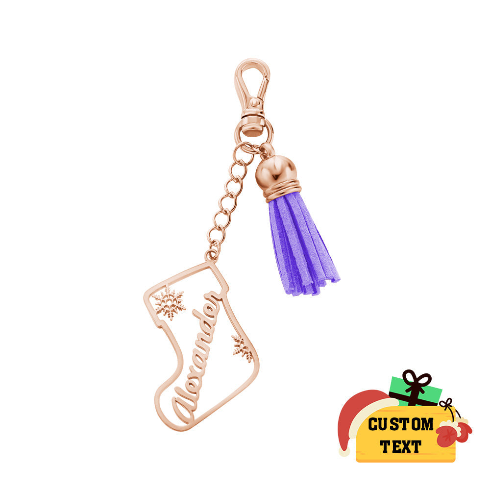 Personalized Name Tassel Keychain Customized Stocking Ornament Christmas Day Gifts