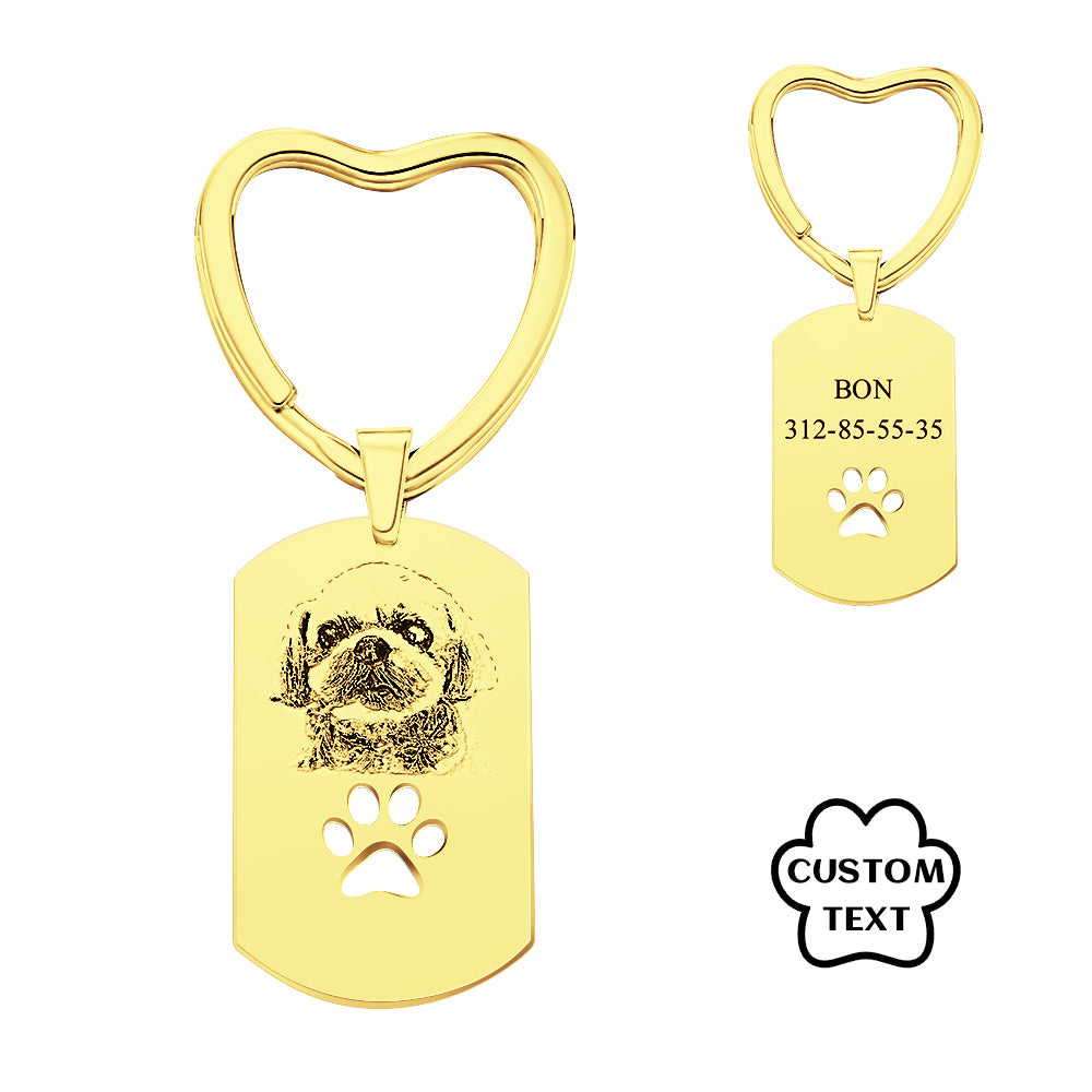 Personalized Dog Tag Photo Keychain Custom Pet Paw Pendant Memorable Gifts