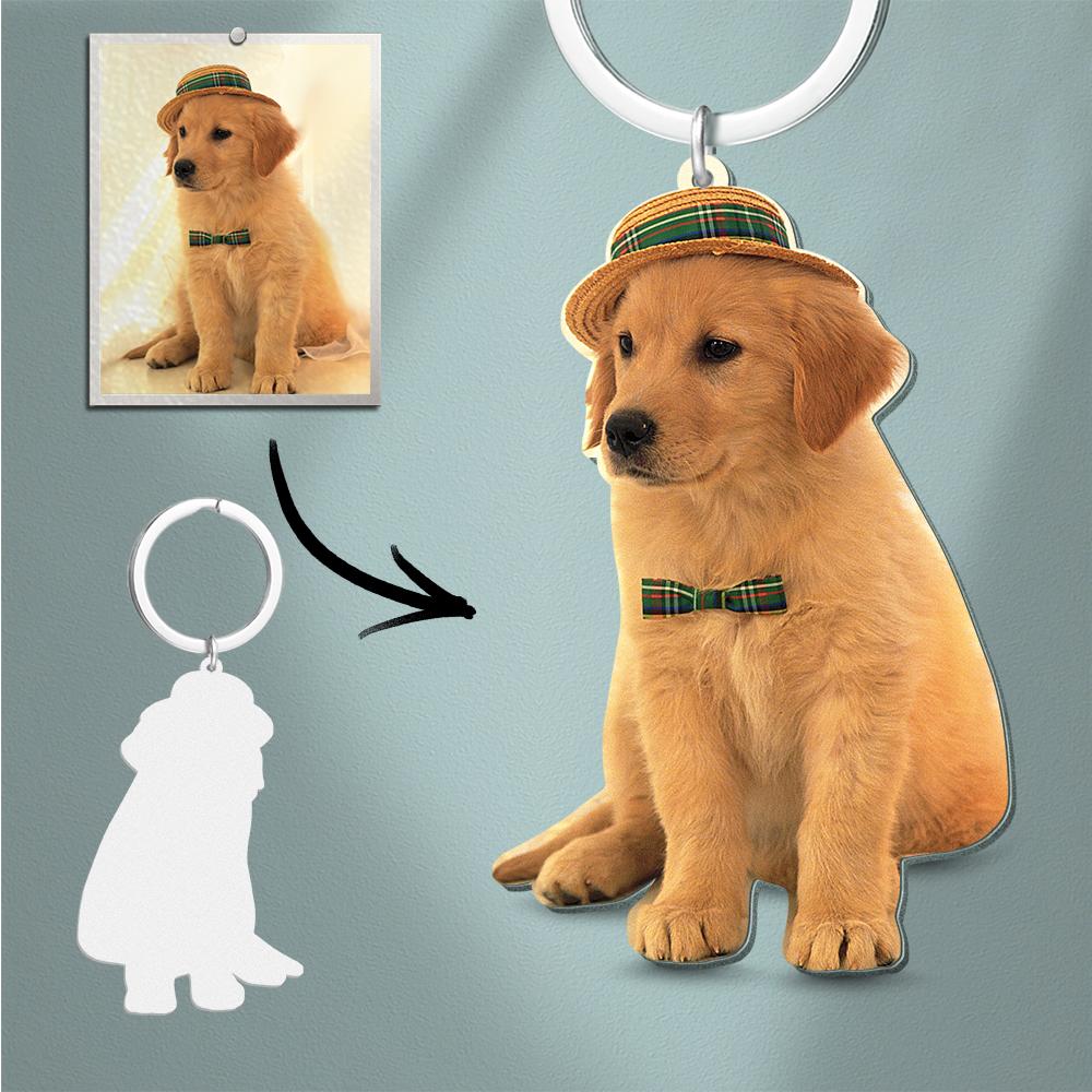 Custom Photo Keychain Stainless Steel Memorial Gifts Cute Pet Keychain