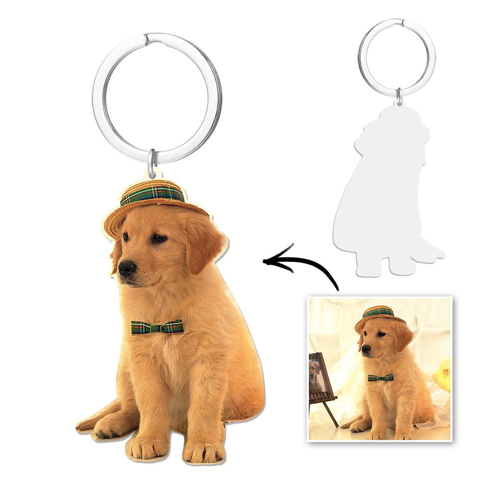 Custom Photo Keychain Stainless Steel Memorial Gifts Cute Pet Keychain