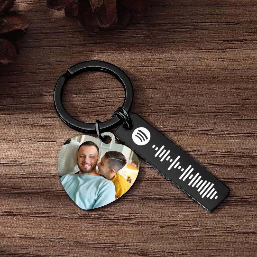 Personalized Spotify Keychain Custom Picture & Music Song Code Heart Photo Keyring Father's Day Gifts for Dad