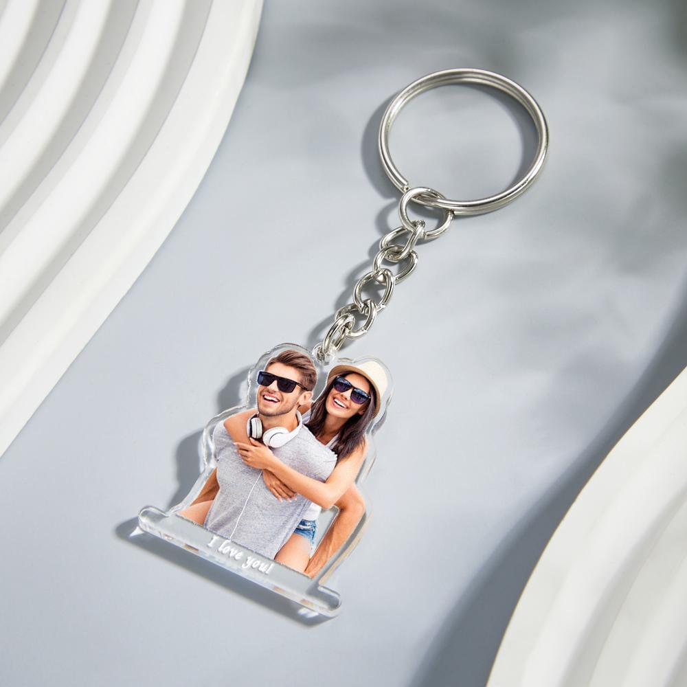Custom Photo Acrylic Keychain With Text Unique Gifts For Couples