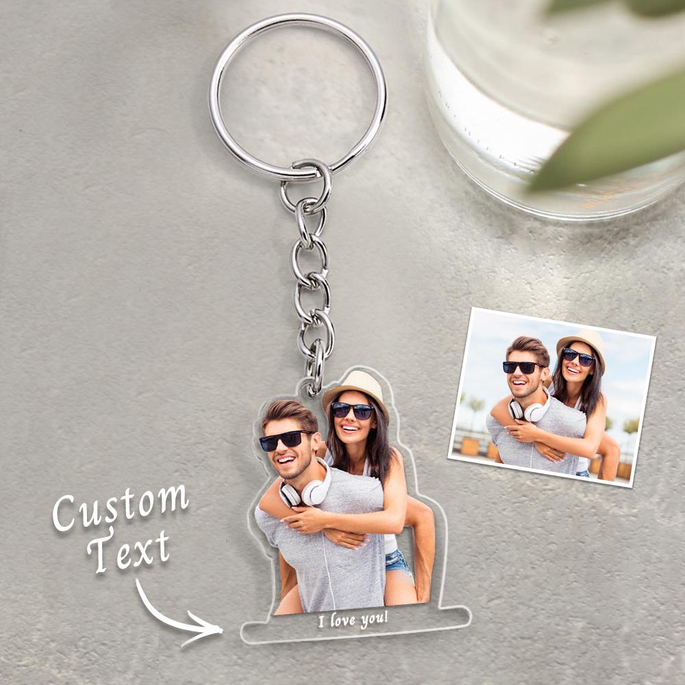 Custom Photo Acrylic Keychain With Text Unique Gifts For Couples